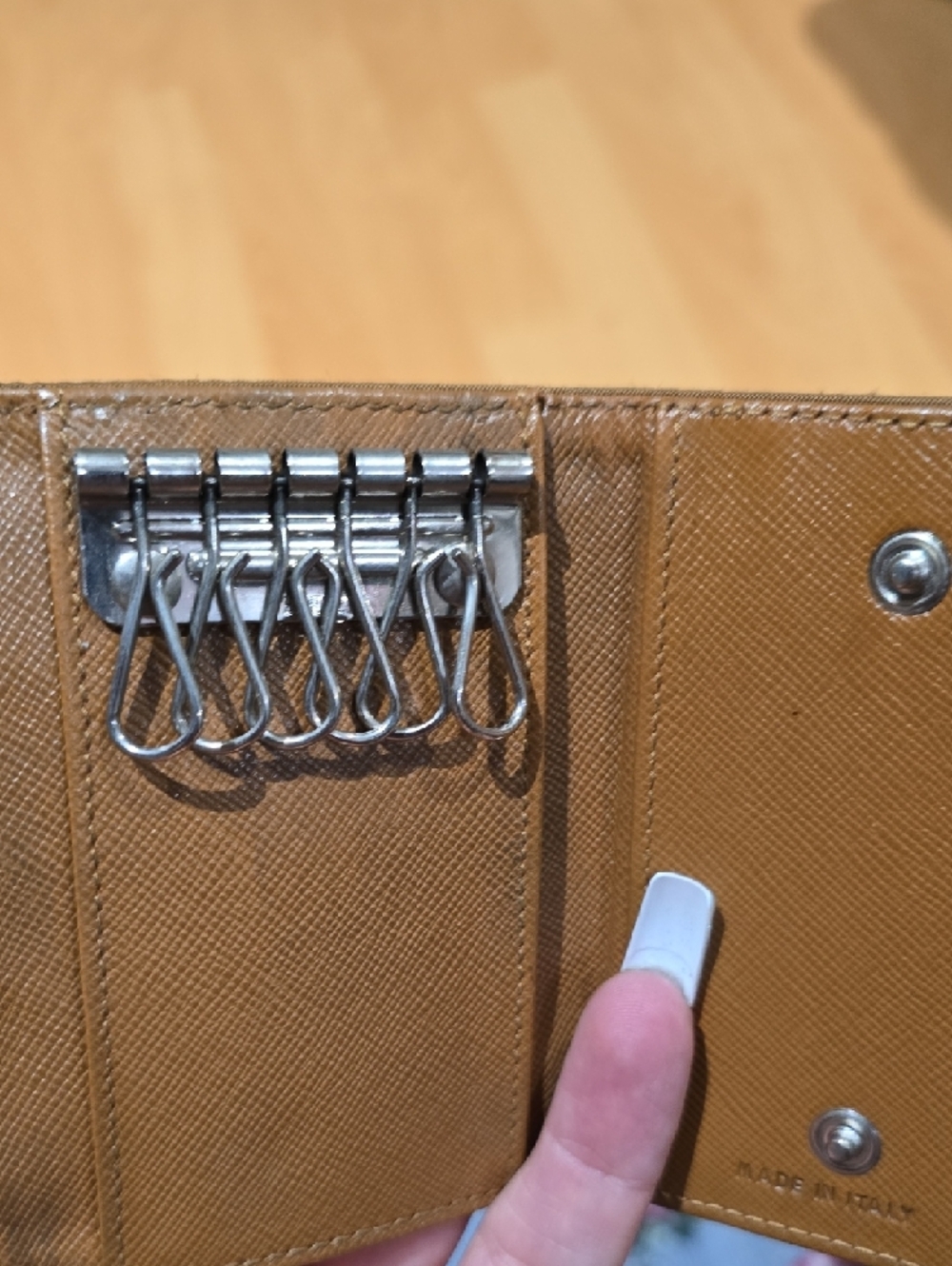 Prada Tan Triangular Logo Key And Card Case - Picture 5 of 11